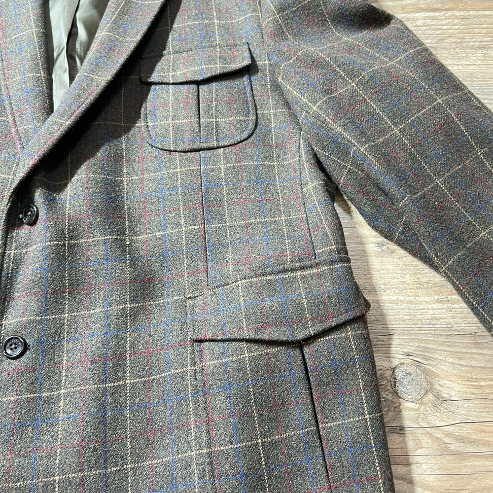 Silver Silk Plaid Blazer‎ Preppy Academia - Fits Smaller See Measurements - Picture 5 of 13
